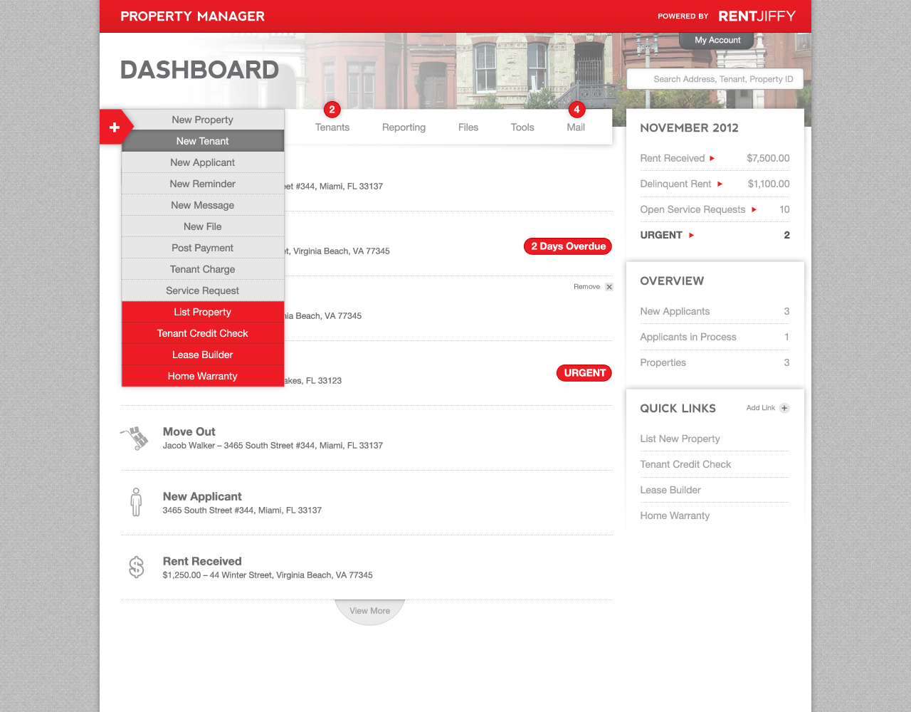 Landlord Dashborad SubMenu