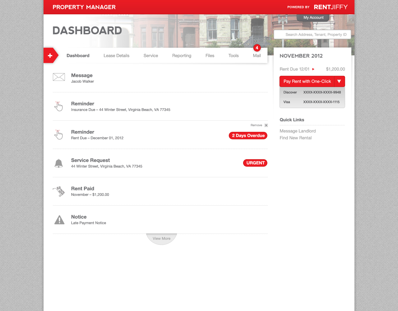 Tenant Dashboard Button